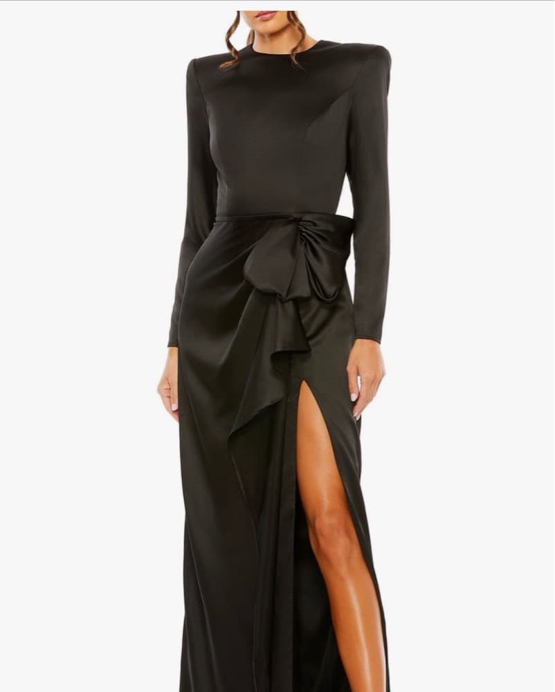 Mac Duggal Long Sleeve Bow Gown - Image 5