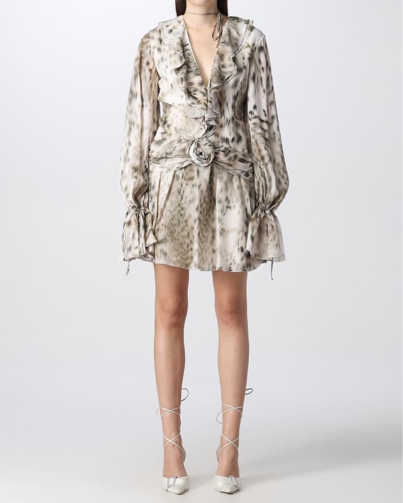 Blumarine Silk Leopard Mini Dress - Image 4