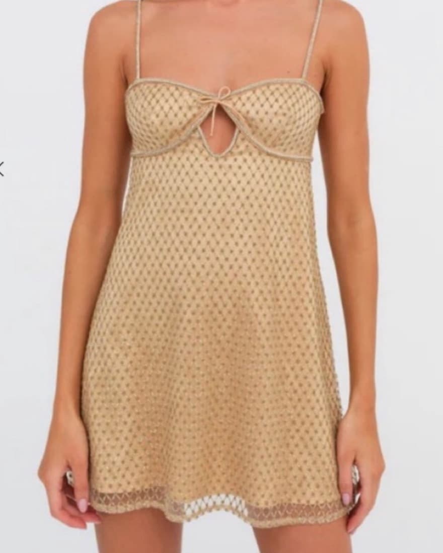 ForLove&Lemons Glitter Slip Dress (gold) - Image 1