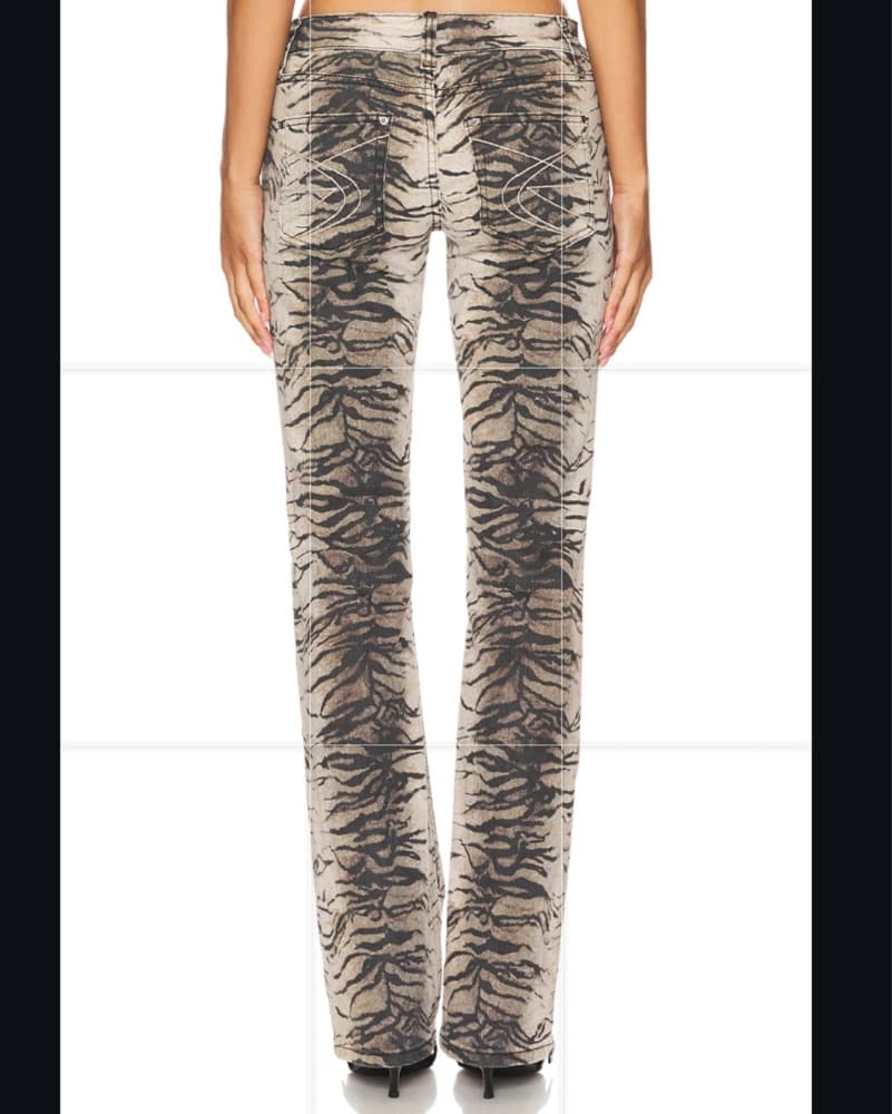 Tiger Print Low Rise Bootcut Jeans - Image 3