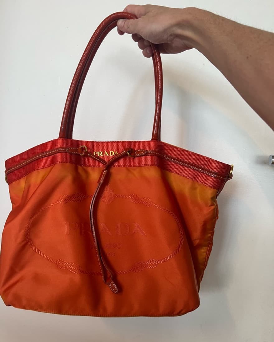 Prada Orange Nylon Tote - Image 3