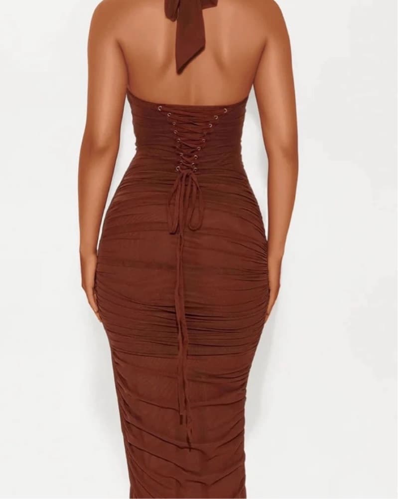 New Fashion Nova Runched Halter Dress - Image 3