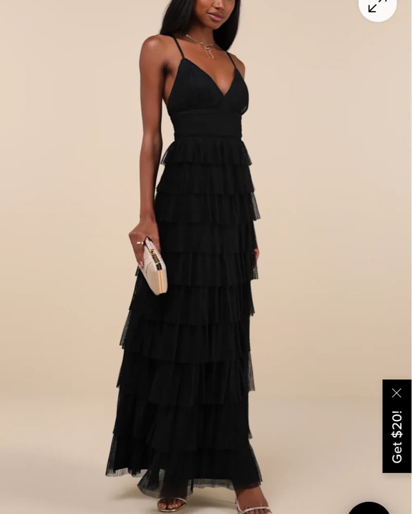 Black Tiered Maxi Dress - Image 2