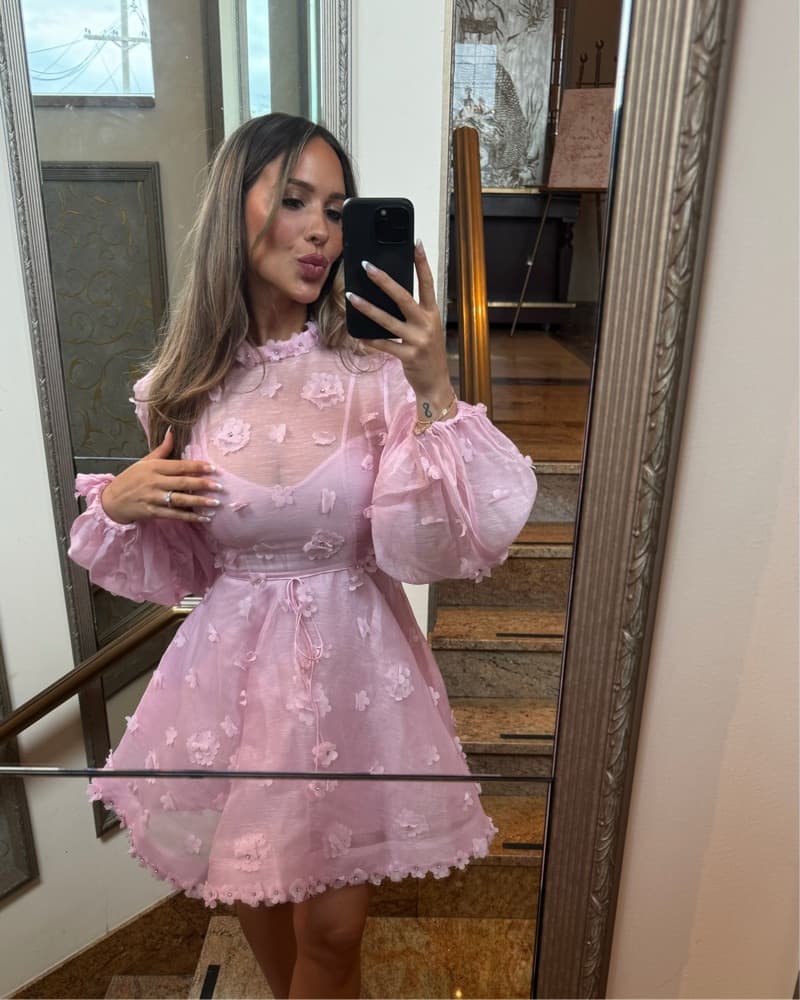 Zimmermann Pink Floral Mini Dress - Image 1