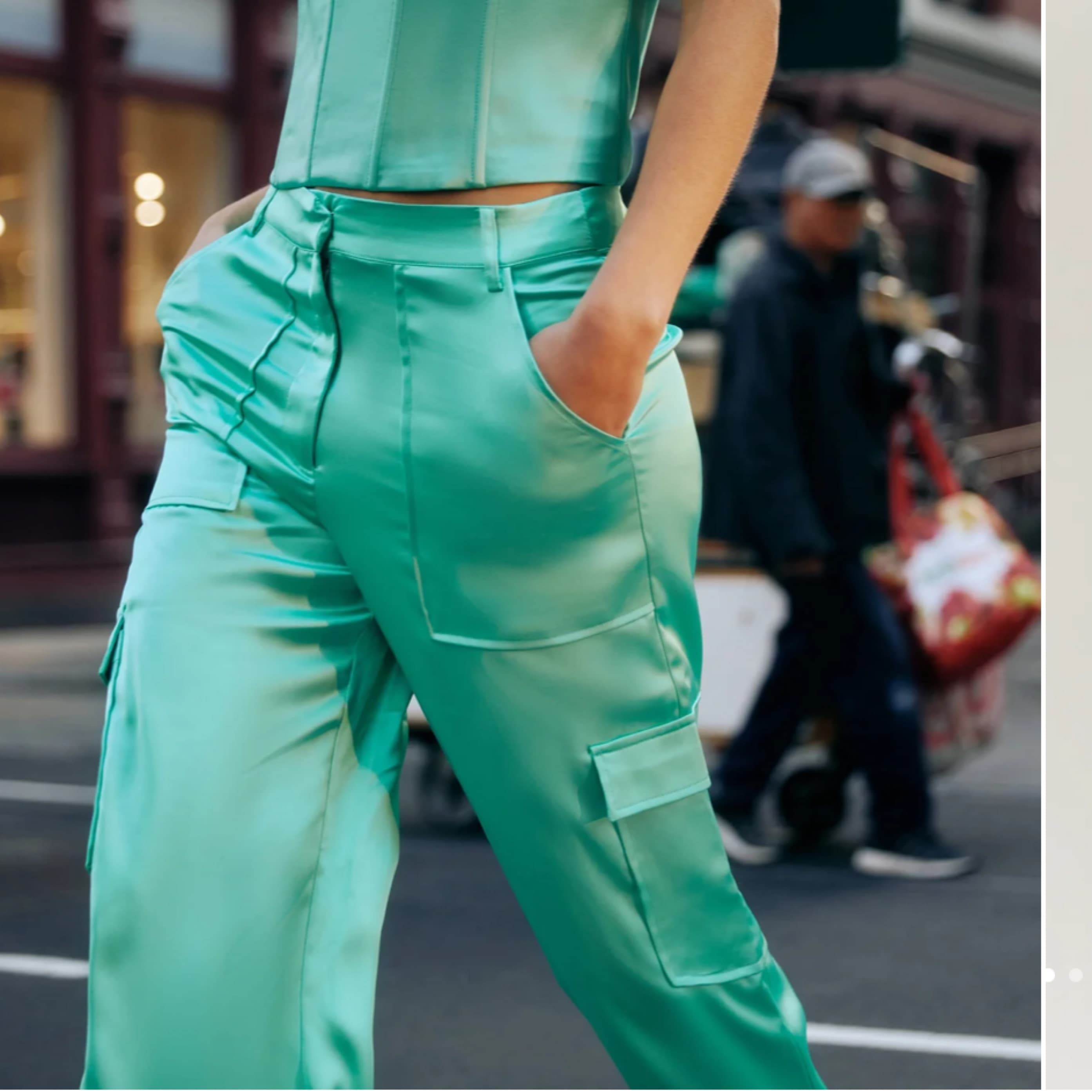 Black Satin Cargo Pant Meshki - Image 3