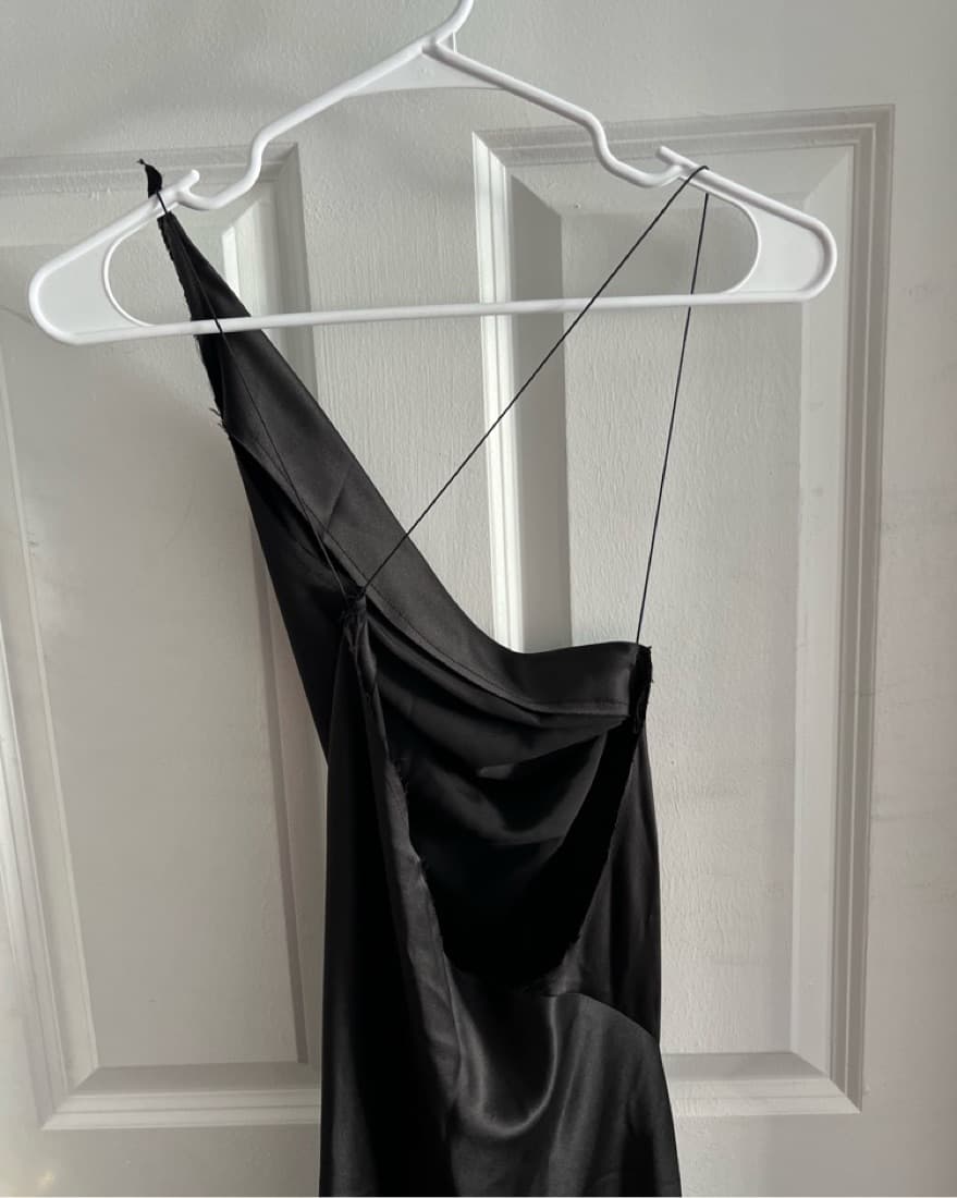 Satin Black Are You Am I Dress - Image 4