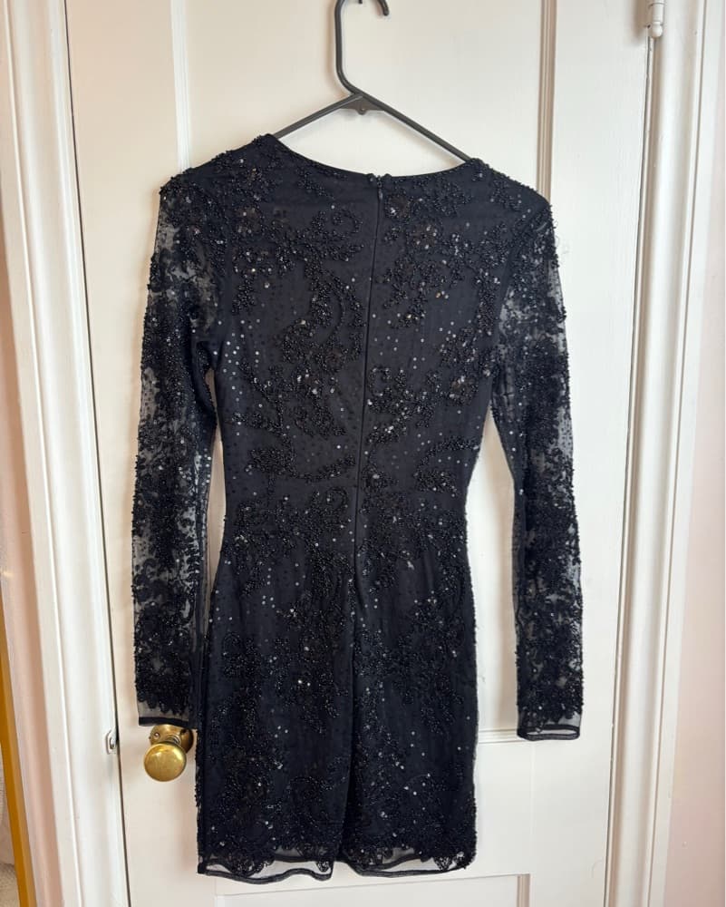 Dazzling Sequined Black Cocktail Dress - Image 2