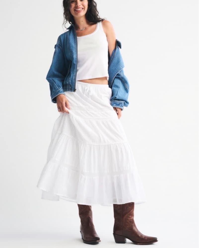 White Tiered Maxi Skirt  - Image 1