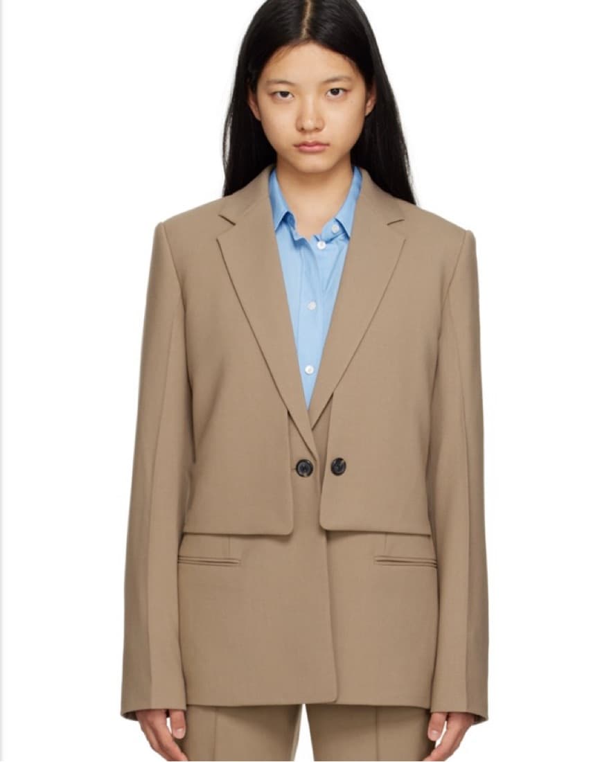 Elegant Beige Coat with Detachable Waist Tie - Image 1