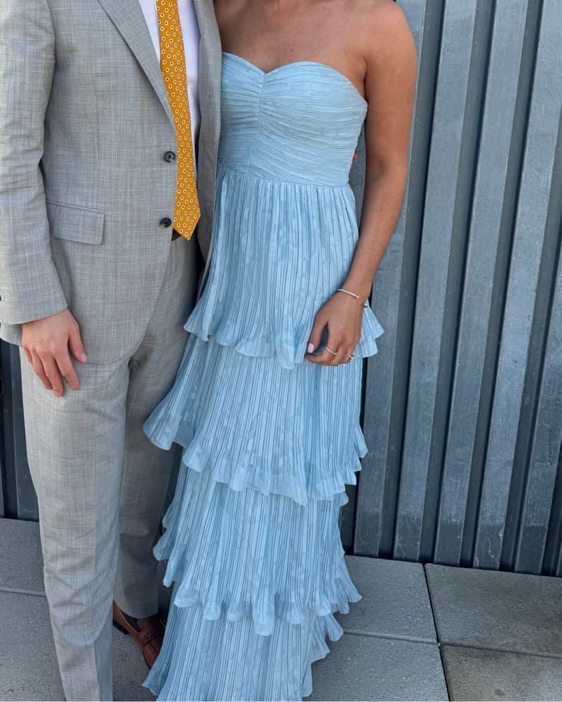 Azazie Blue ruffle Maxi - Image 6