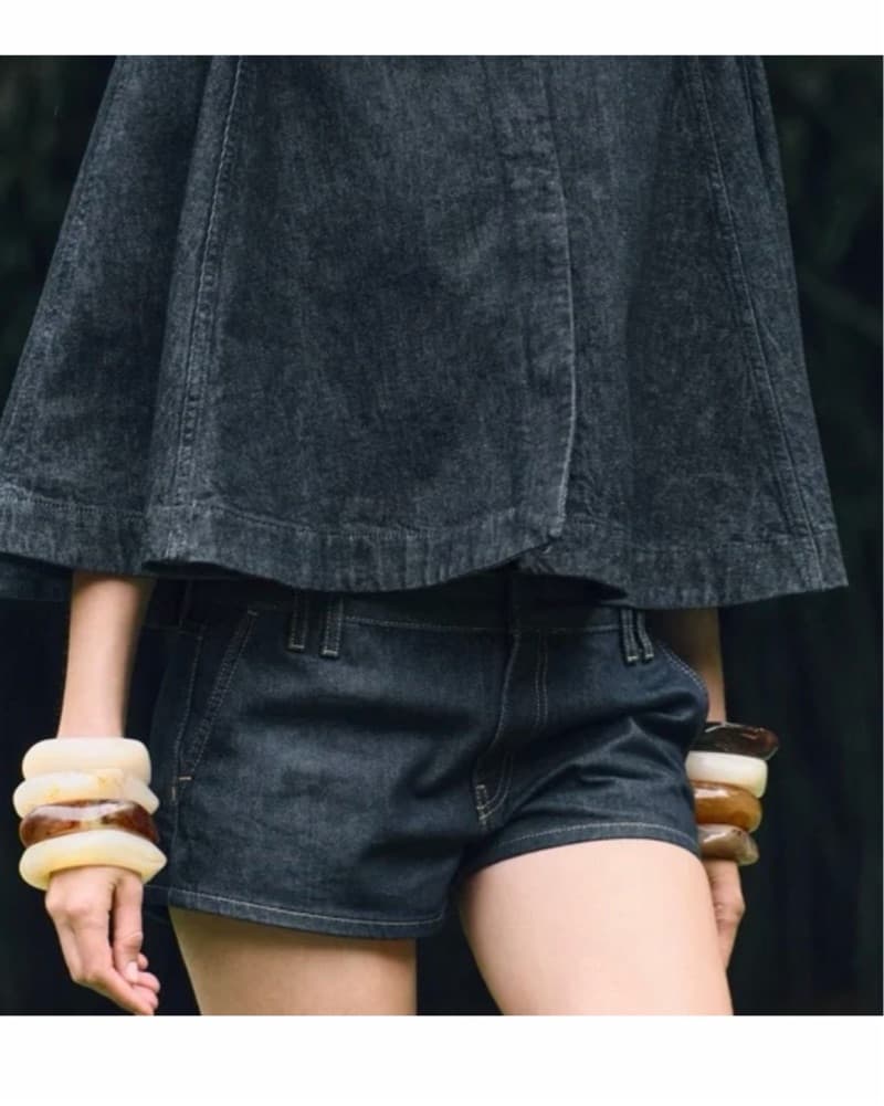 Dark Blue Denim Micro Shorts - Image 3