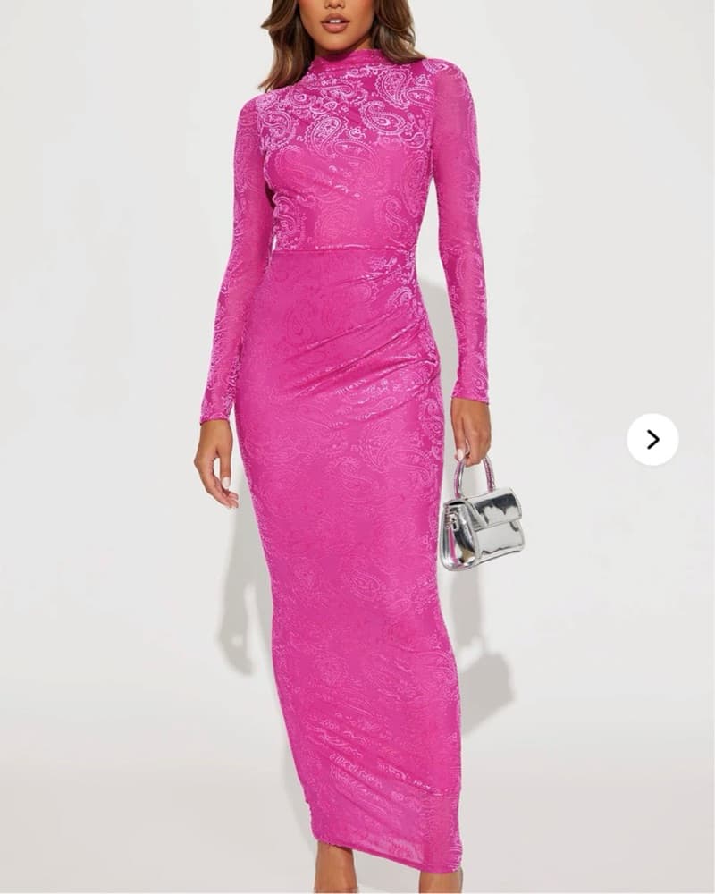 Fashion Nova Hot Pink Maxi Dress  - Image 3