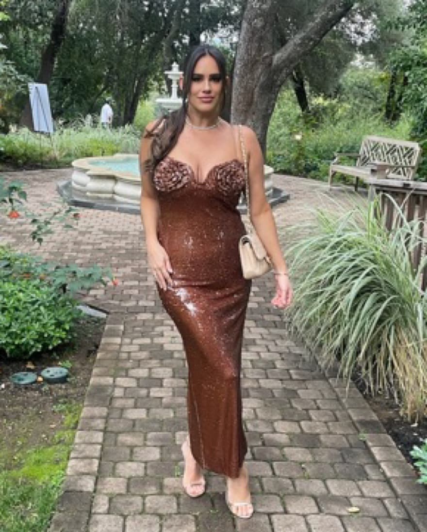 MewMew Brown Sequin Rosette Dress Size L - Image 3