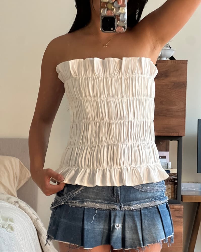 White Ruched Backless Top - Image 3