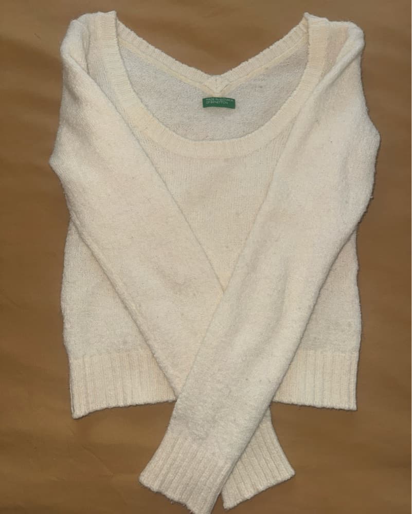 Vintage Benetton Cream Sweater - Image 3
