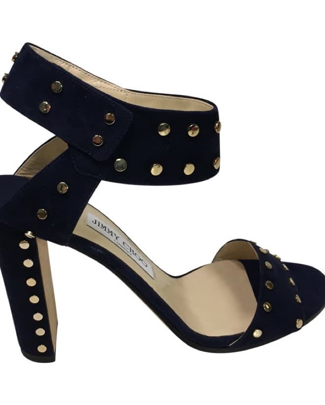 Jimmy Choos Navy W/ Gold Pumps - Image 1