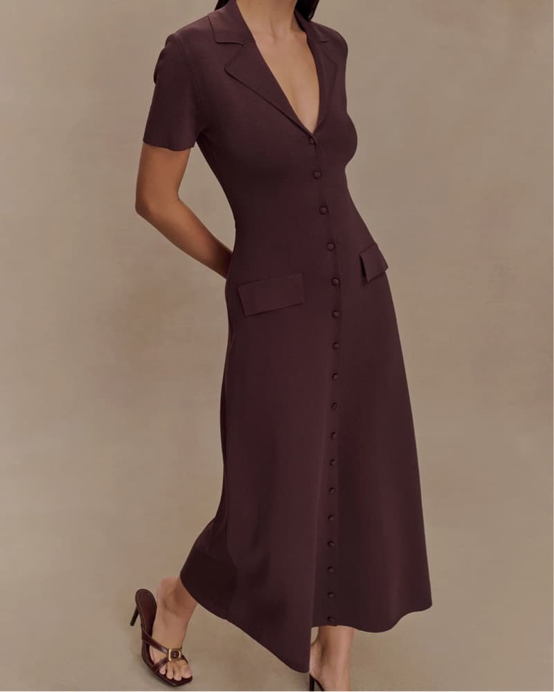 Meshki Brown Button-Up Midi Dress - Image 3