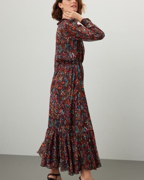 MISA Long Sleeve Ruffle Midi Dress - Image 3