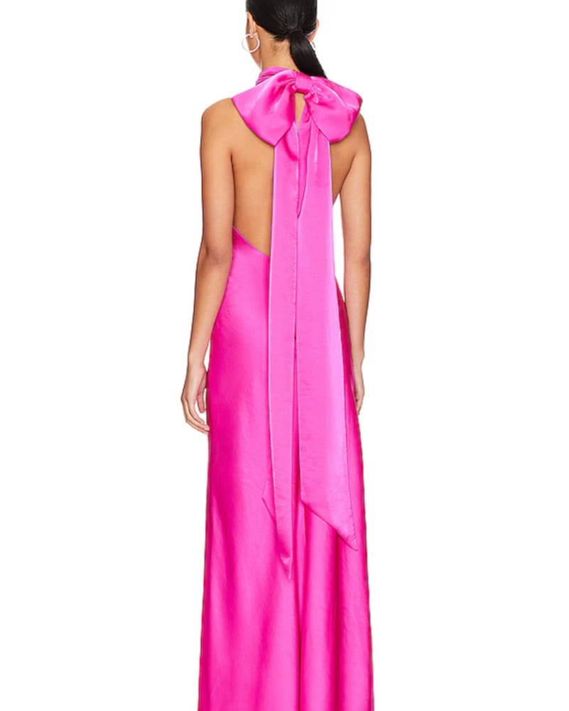 Evianna Satin Gown Hot Pink Bow Revolve - Image 4
