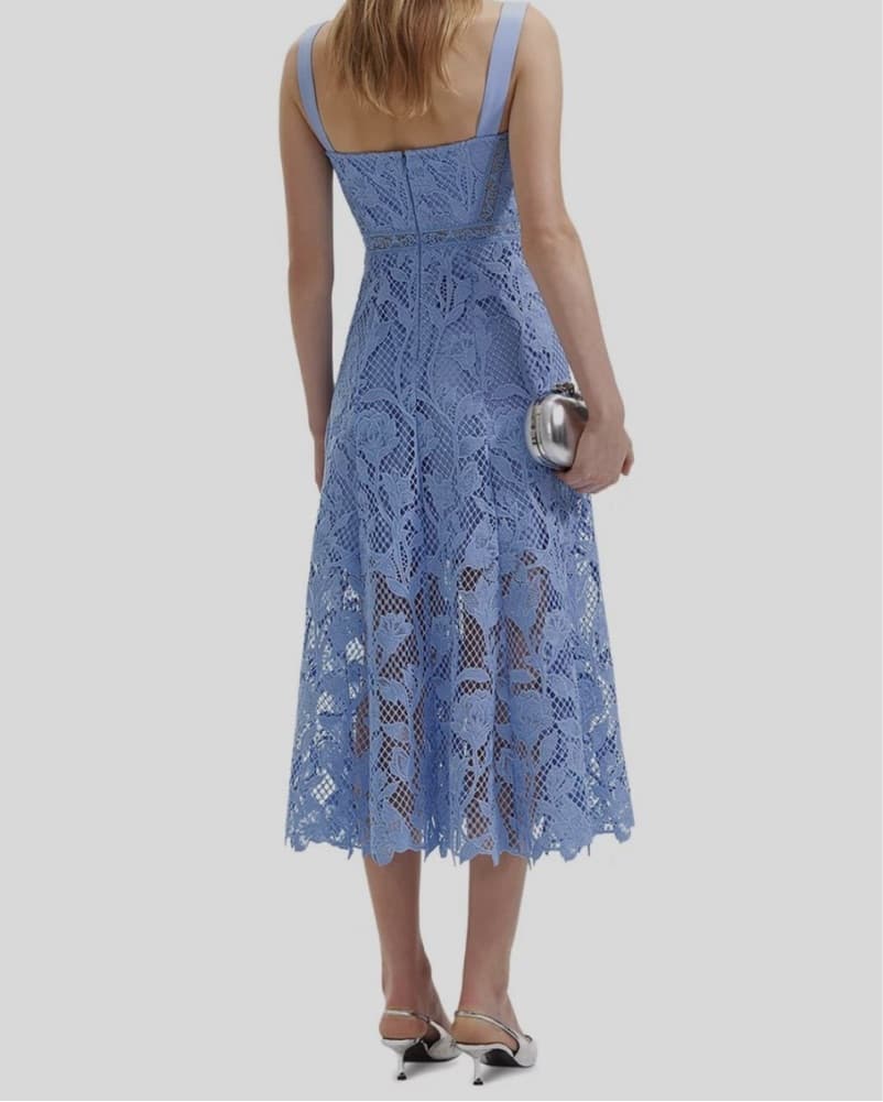 Self Portrait Lace Midi Sweetheart Dress - Image 2