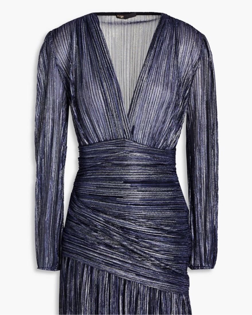 Maje Gathered metallic mesh mini dress - Image 2