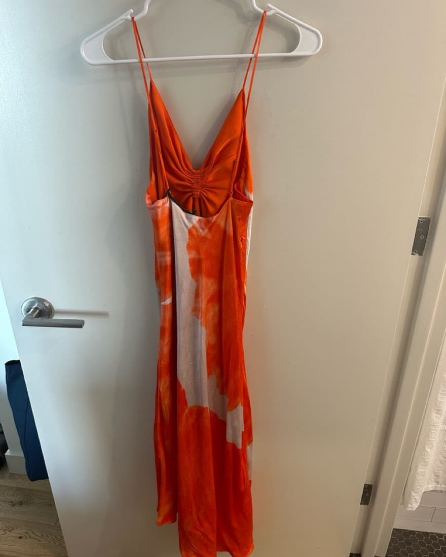 All Saints Orange Silk Dress - Image 2