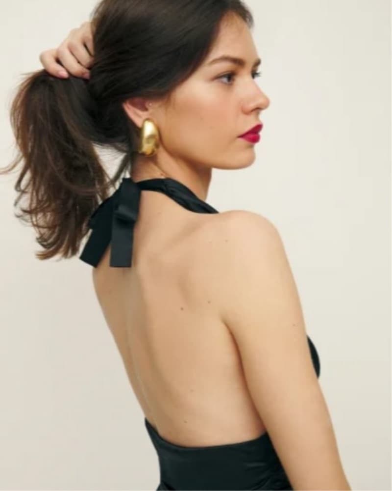 Reformation Black Halter Dress - Image 4