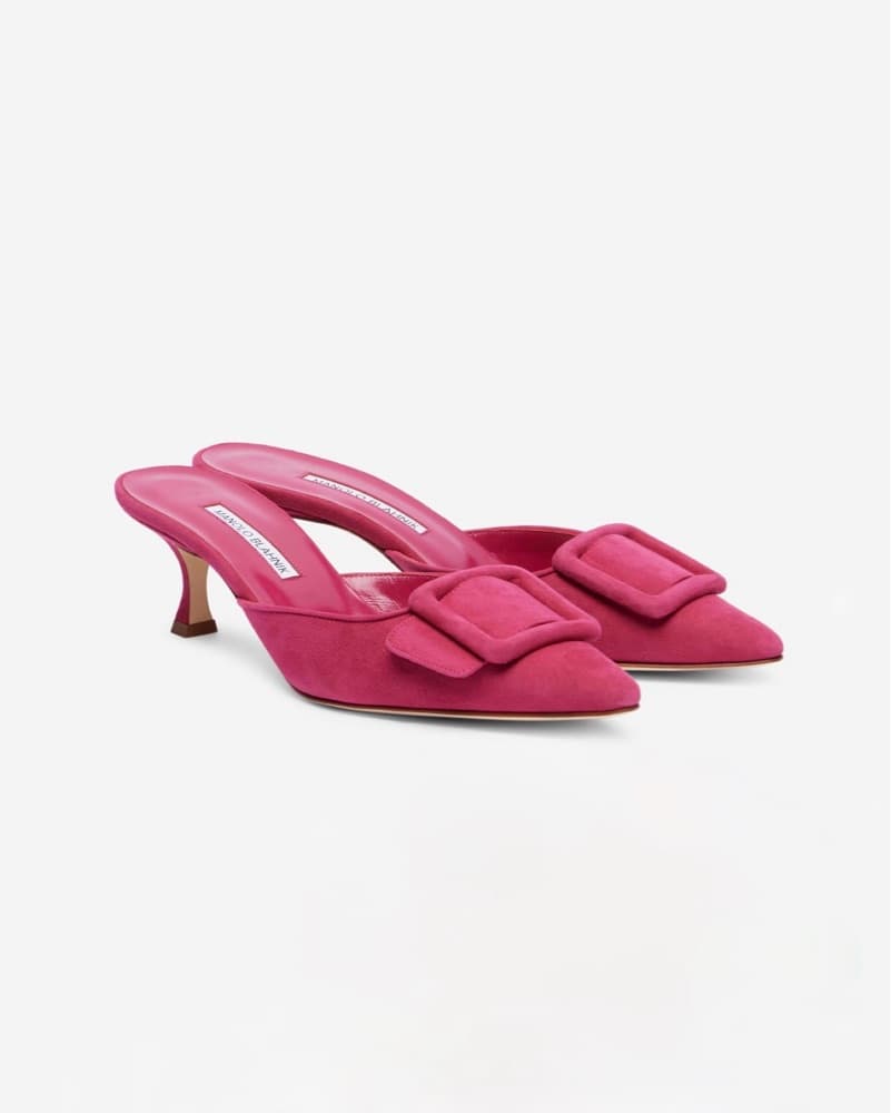 $870 Manolo Blahnik Maysale Kitten Heels - Image 1