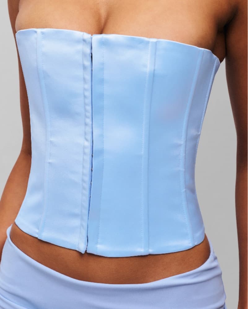Danielle Guizo Light Blue Satin Corset - Image 2