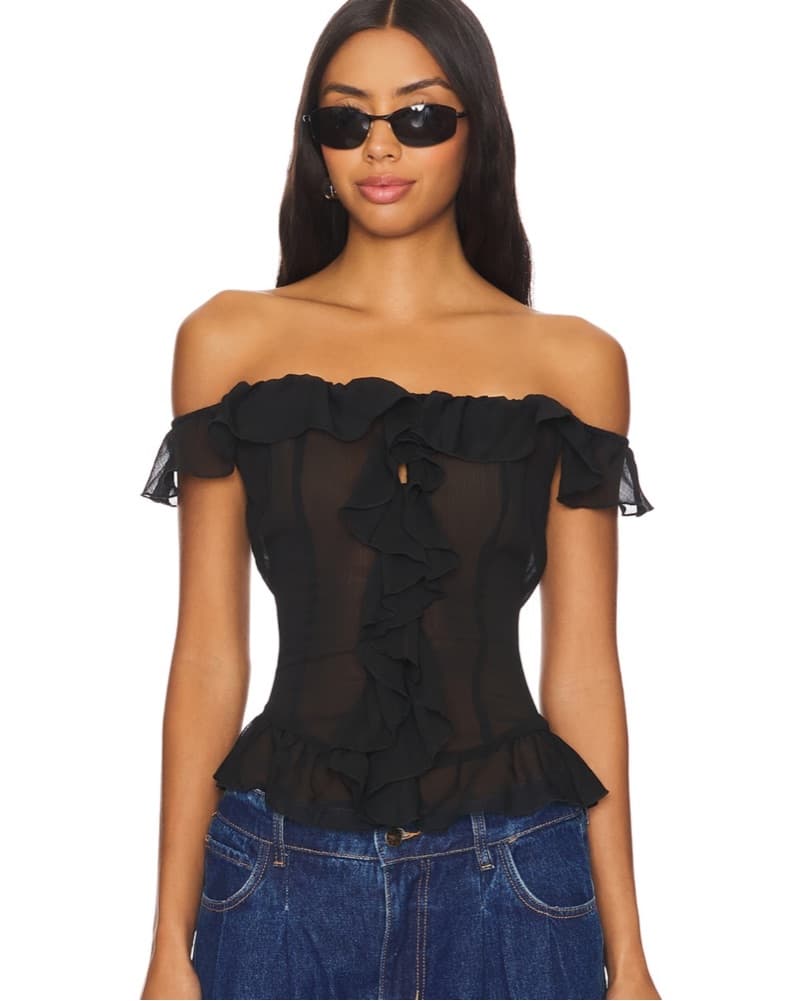 Lioness Black Ruffle Top - Image 1
