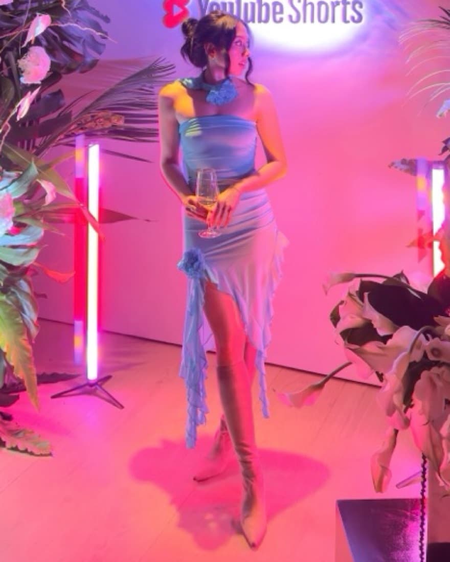 Fanci Club Sheer Blue Crime Dress - Image 2