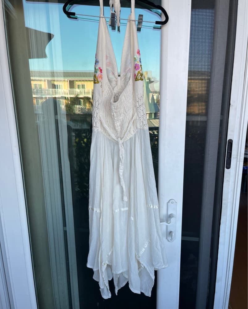 Embroidered Floral Halter Maxi Dress - Image 5