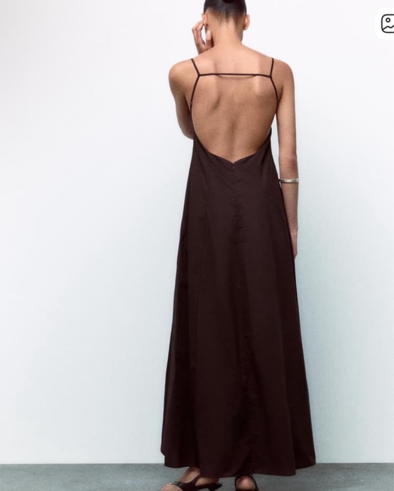 Zara plunge brown/burgundy maxi dress - Image 3