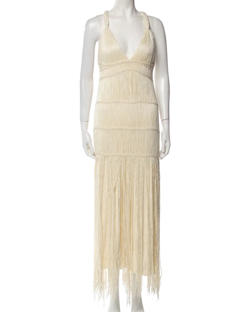 Jonathan Simkhai Ecru Cream Fringe Dress - Image 1
