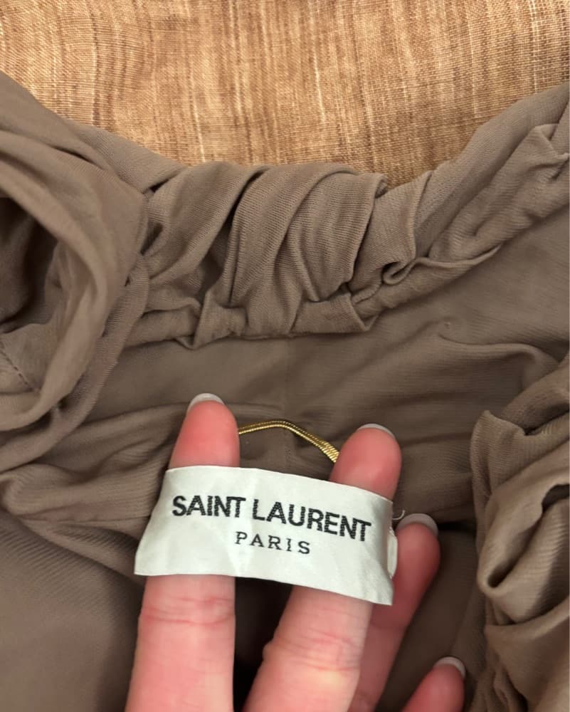 Saint Laurent Brown Ruched Dress - Image 3