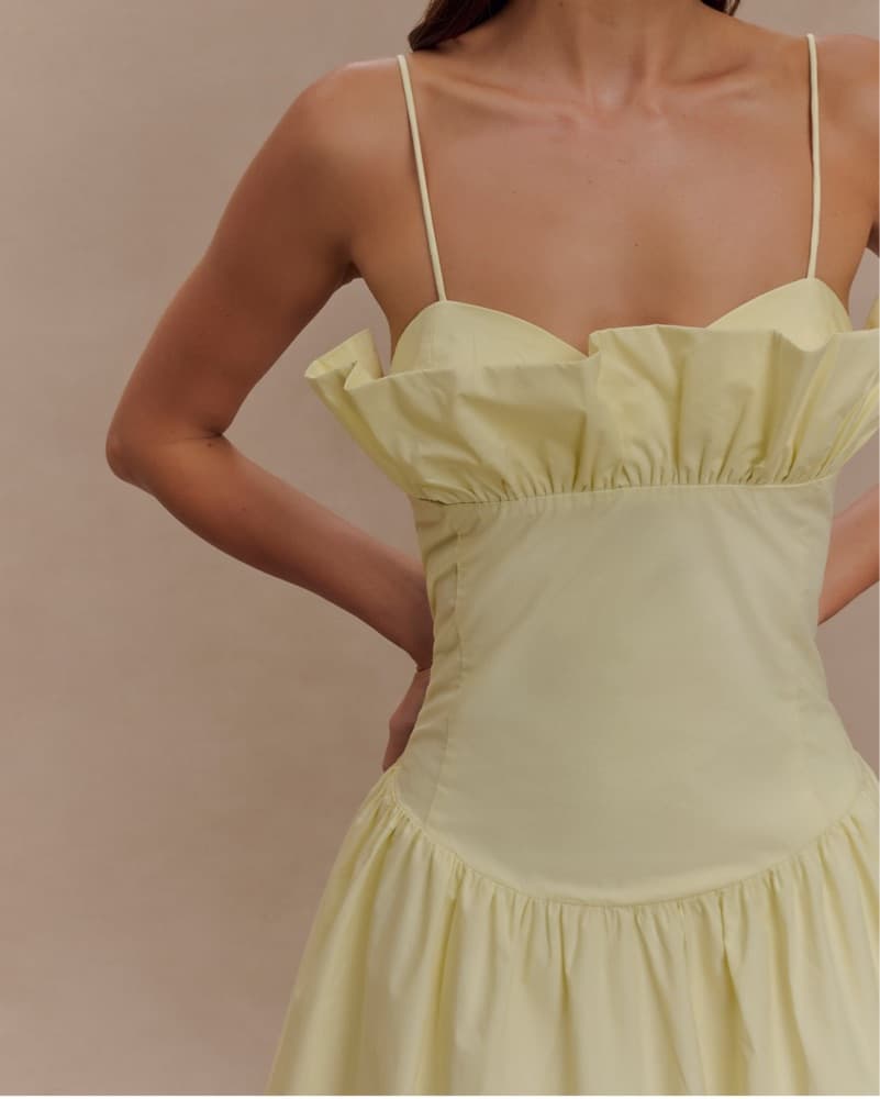 Janis Cotton Frill Maxi Dress - Lemon - Image 5
