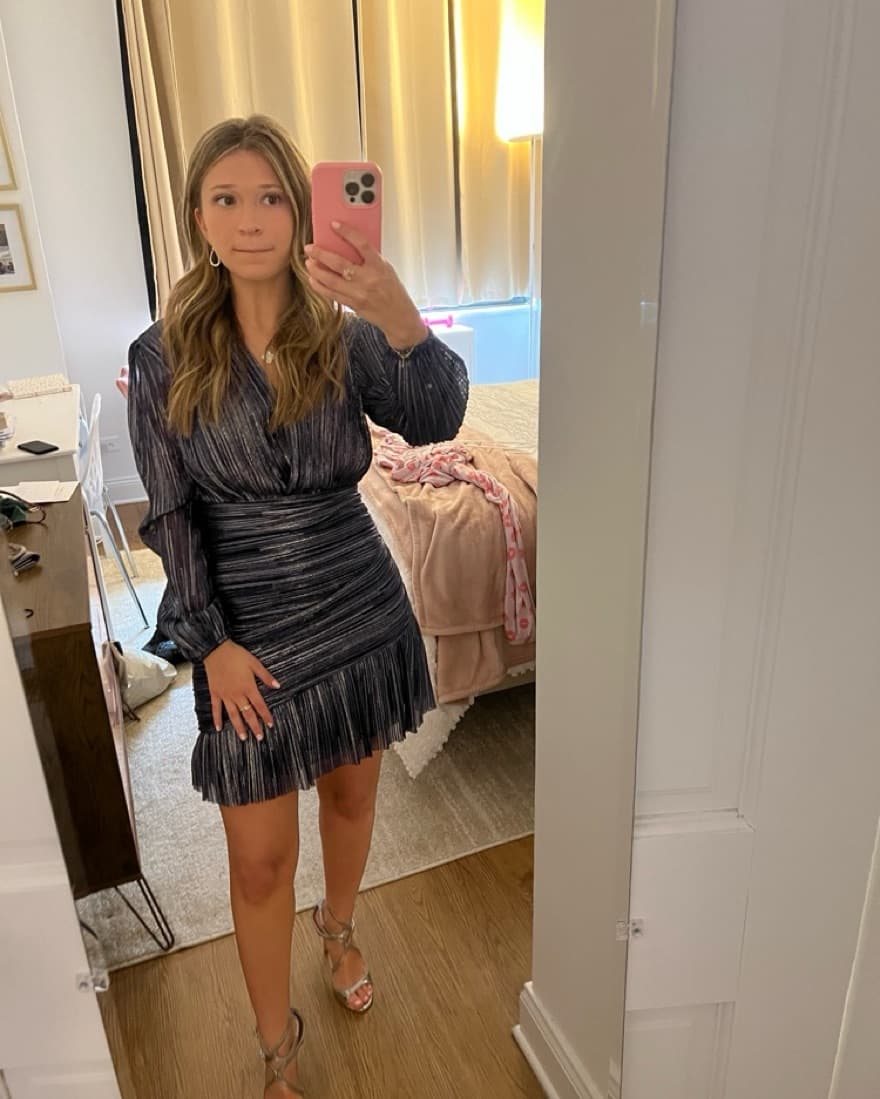 Maje Pleated Metallic Wrap Dress - Image 1