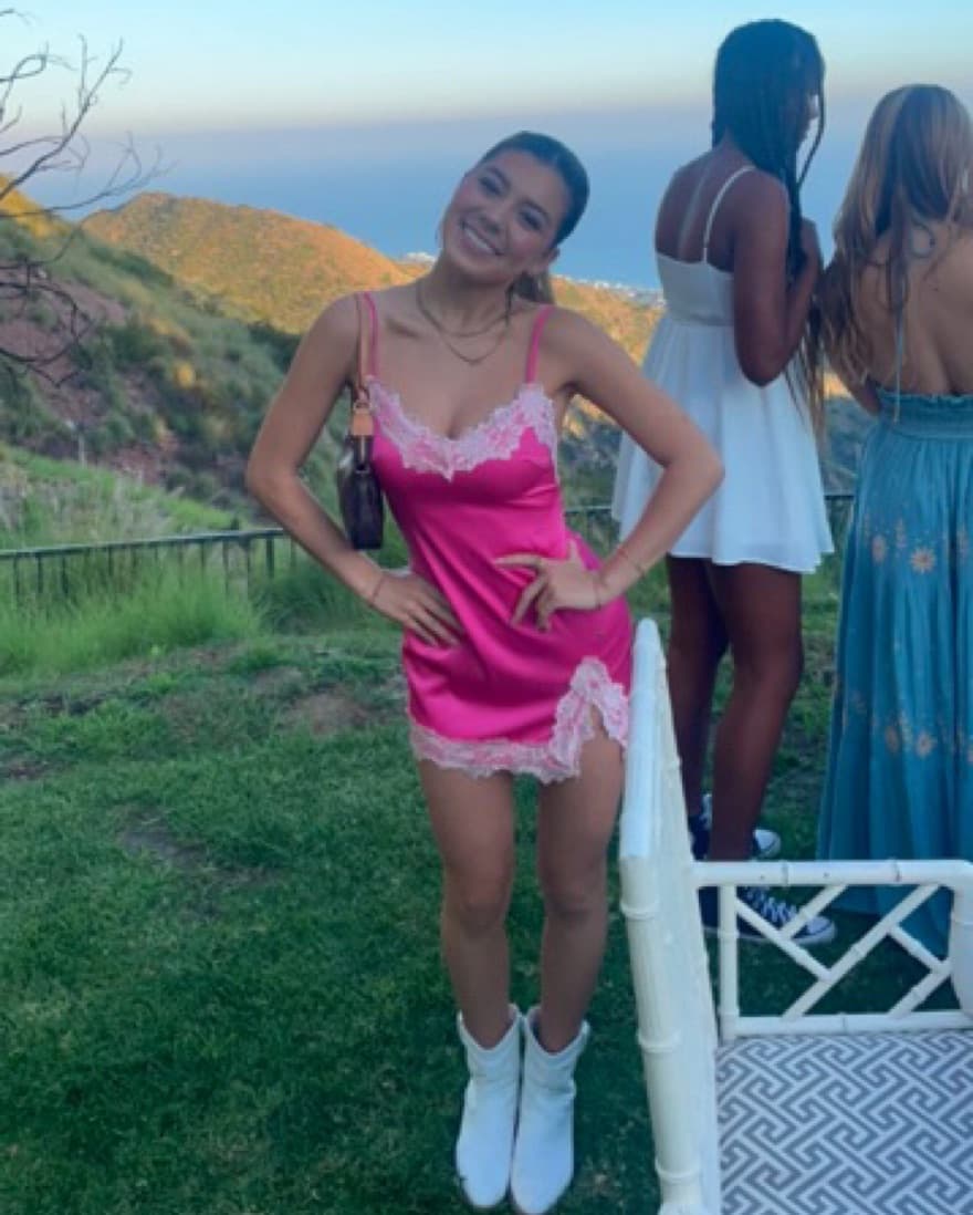 Pink Lace Mini Dress - Image 1
