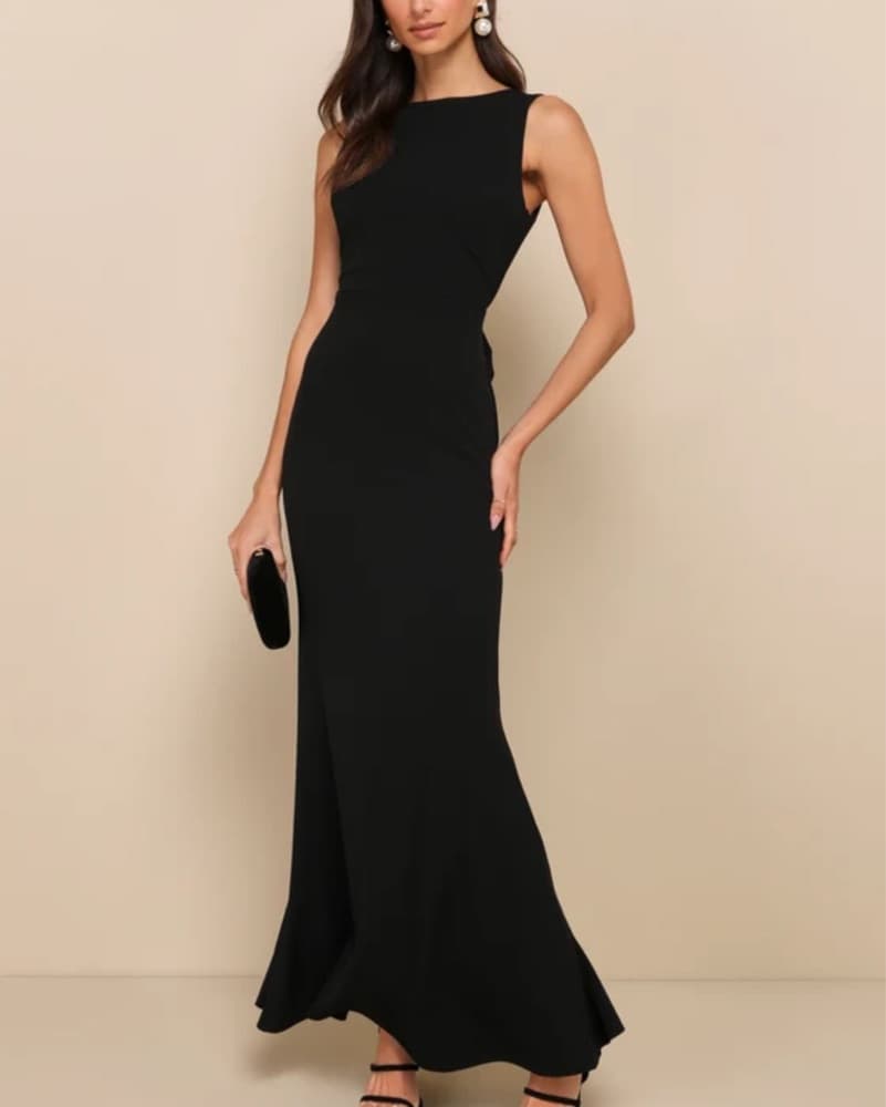 Lulus Black Backless Bow Dress - Image 1