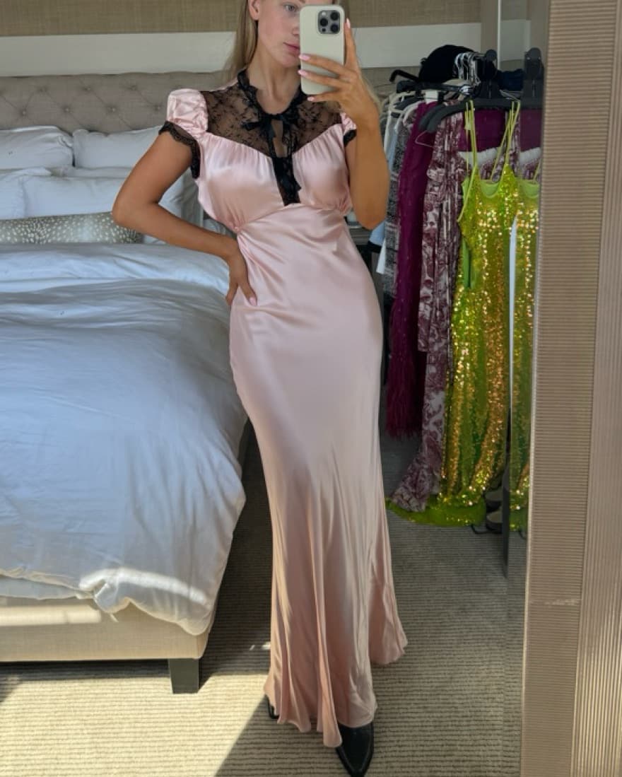 Rodarte Baby Pink Slip Lace Trim Dress - Image 1