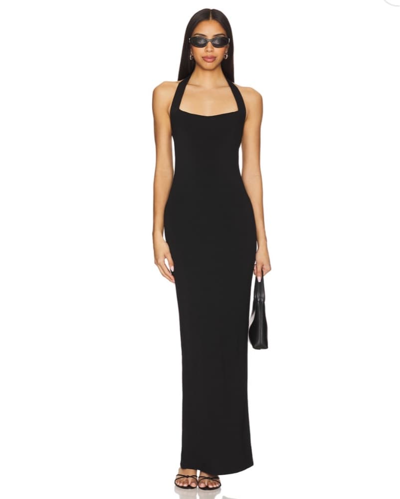 Elegant Black Halter Maxi Dress - Image 1