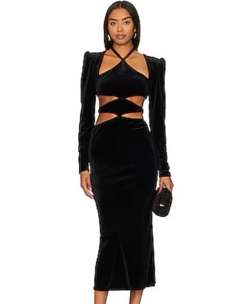 Striking Velvet Midi Dress - Image 1