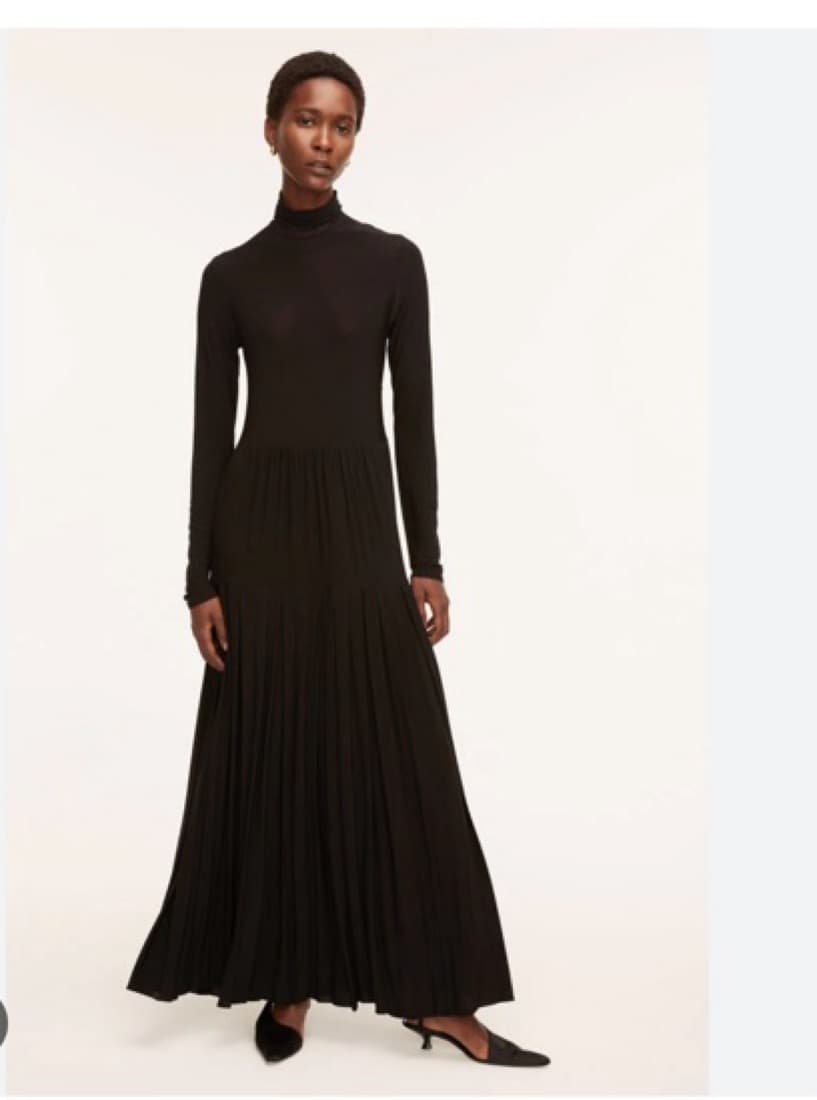 PLEATED KNITTED TURTLENECK MAXI DRESS - Image 1