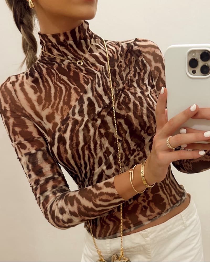 Retrofete Mesh Tiger Turtleneck - Image 1