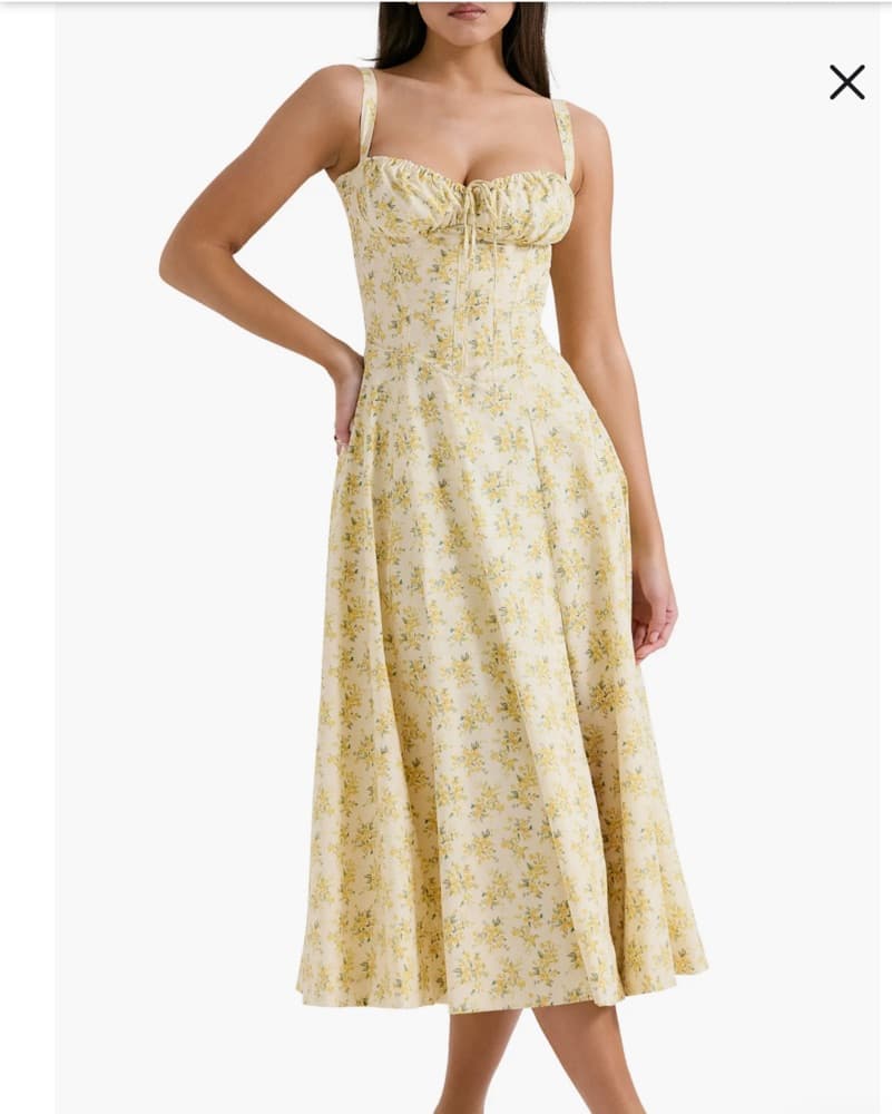 Yellow House of CB Lace Up Dress  - Image 1