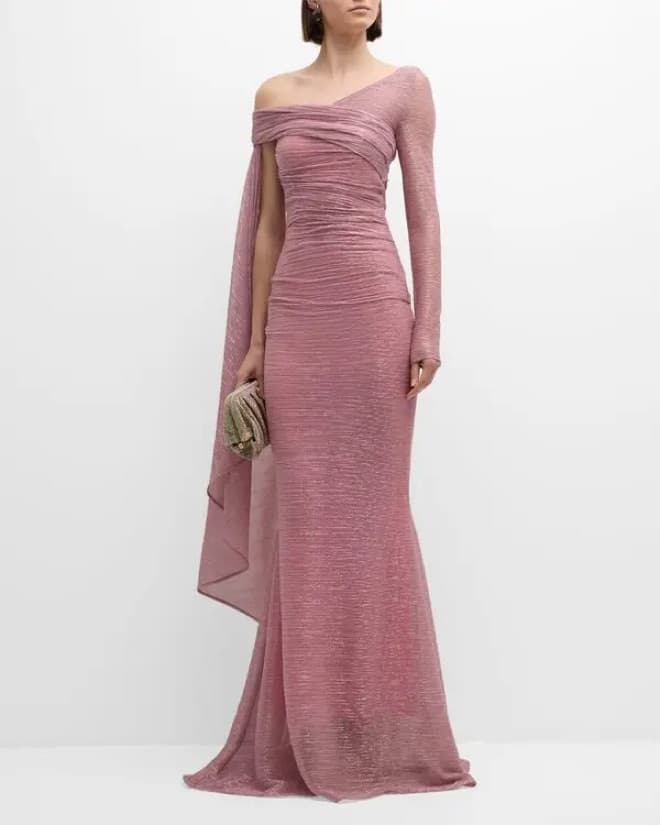$2450 Talbot Runhof Metallic Voile Gown - Image 5