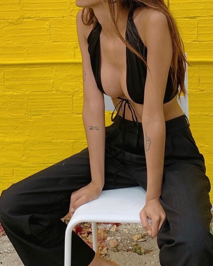 Mirror Palais Black Silk Halter Top  - Image 2