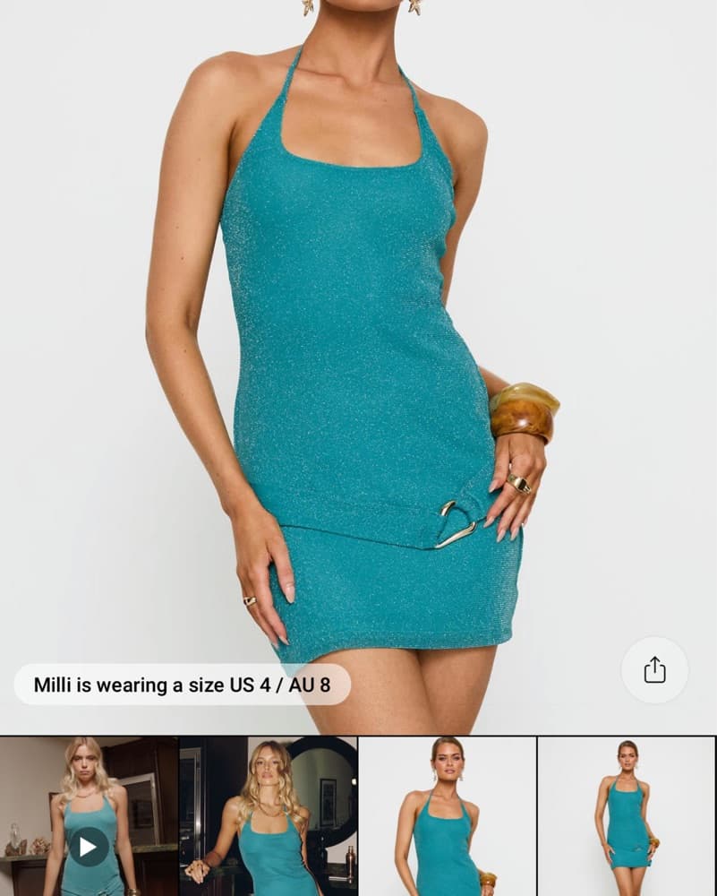 Teal Mini Dress w/ Belt - Image 3