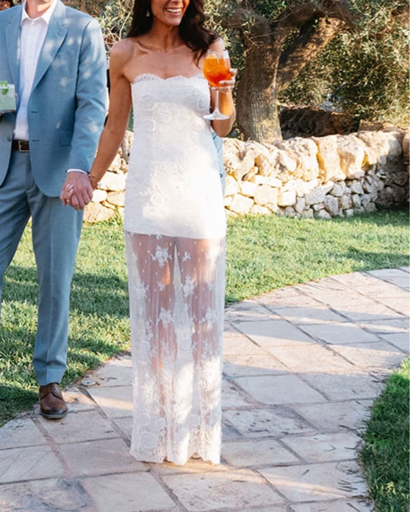 Custom Made Ivory Lace Maxi Dress - Image 2