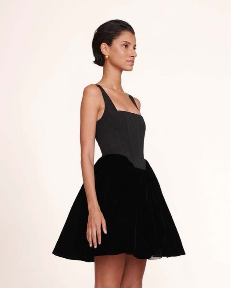 Staud Black Velvet Landscape Dress 8 - Image 4